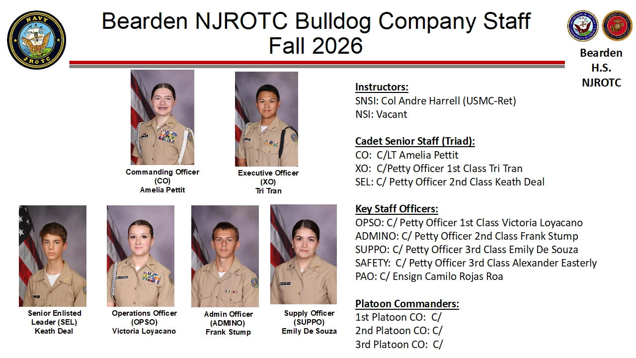 Bearden High School NJROTC Official Staff Roster